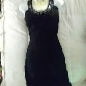 Jewel neckline Black cocktail dress